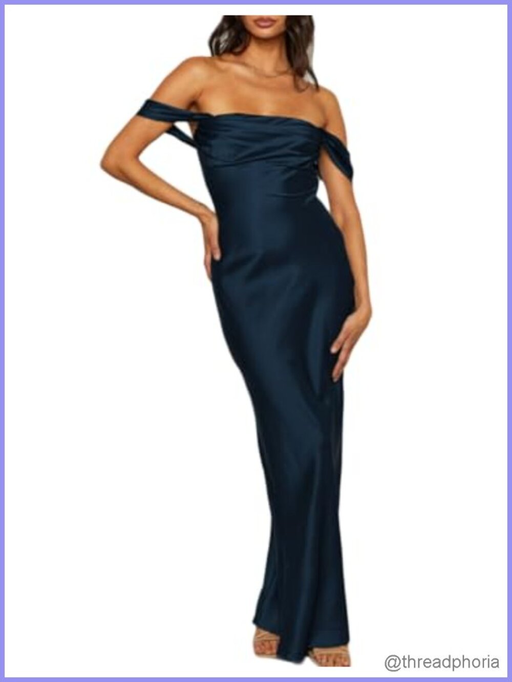 Satin Off Shoulder Strapless Backless Maxi Dress for Women
